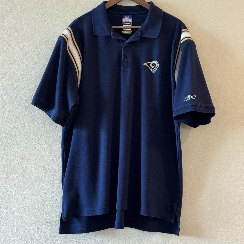 Reebok NFL Los Angeles Rams PlayDry Polo Shirt XL Blue Performance‎ Football